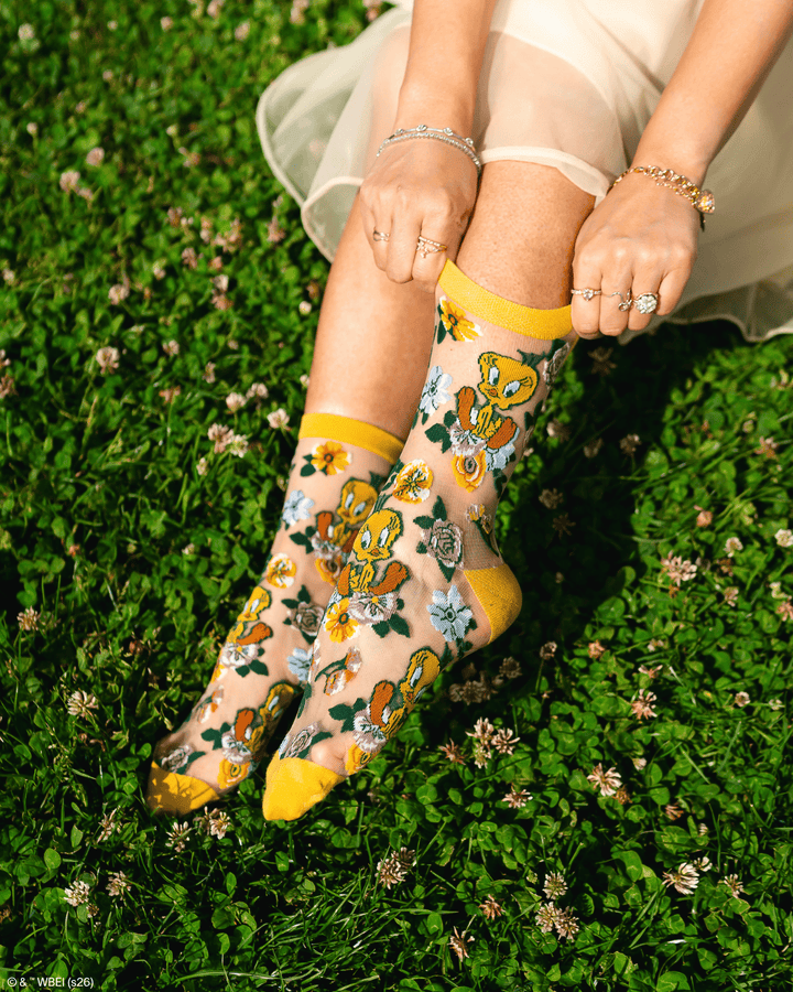 Tweety Floral Sheer Crew by Sock Candy