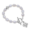Silver Multi Cross on Genuine Freshwater Pearl Bracelet