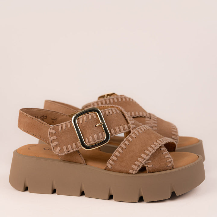 Gabor Cross Strap Sandal - Walnut