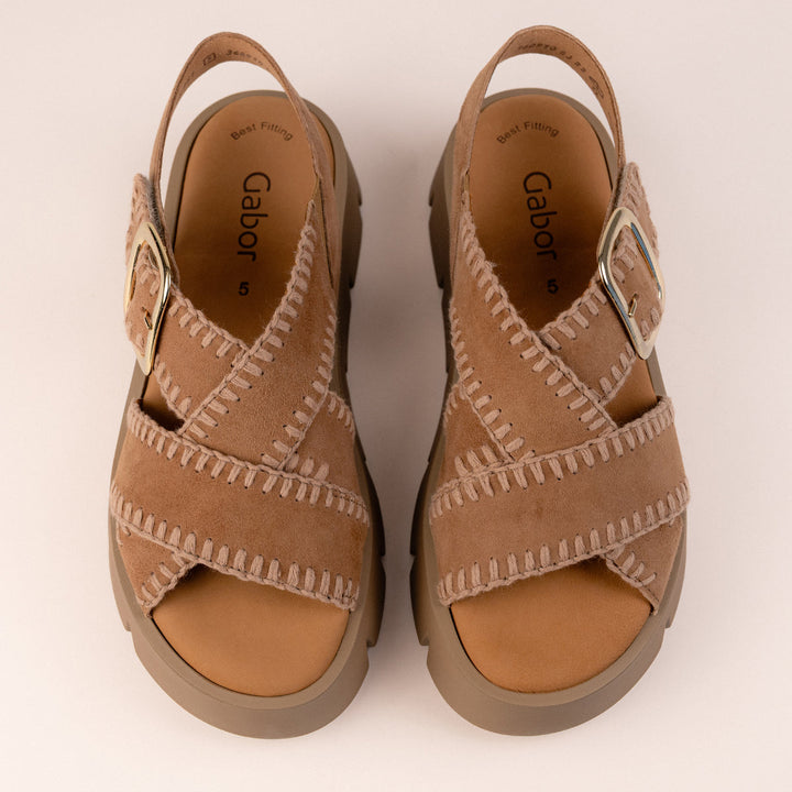 Gabor Cross Strap Sandal - Walnut