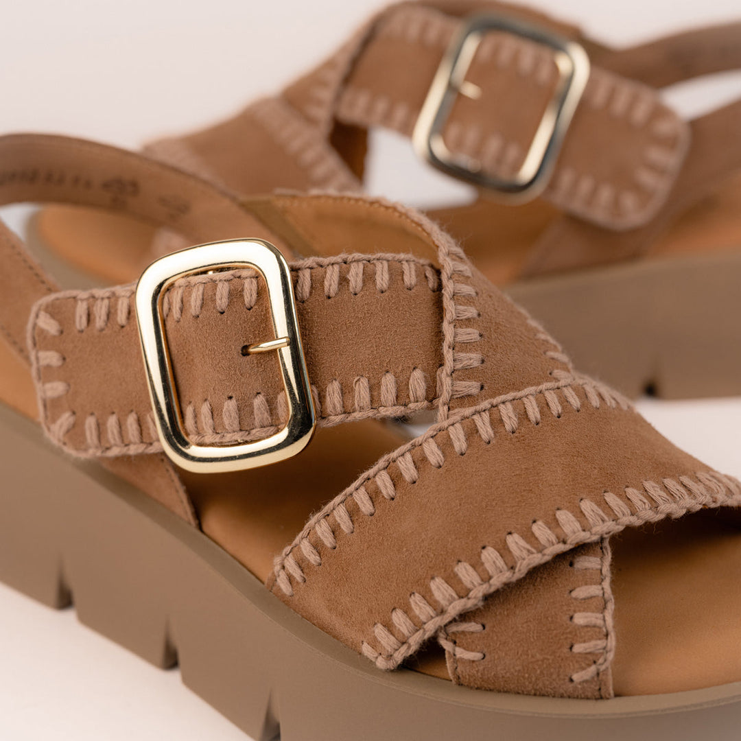 Gabor Cross Strap Sandal - Walnut