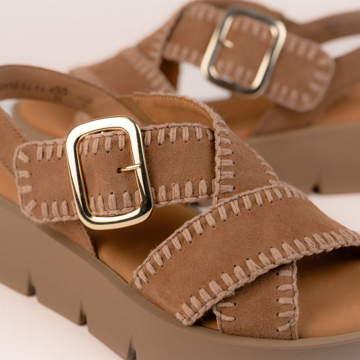 Gabor Cross Strap Sandal - Walnut