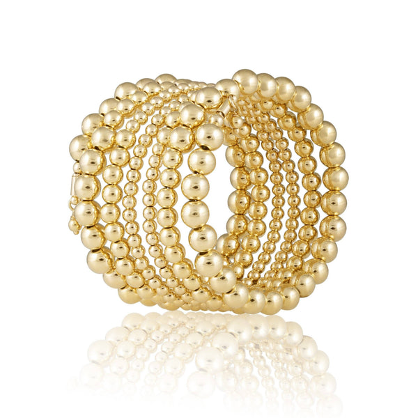Allison Beaded Wrap Bracelet - 6 Row: Gold