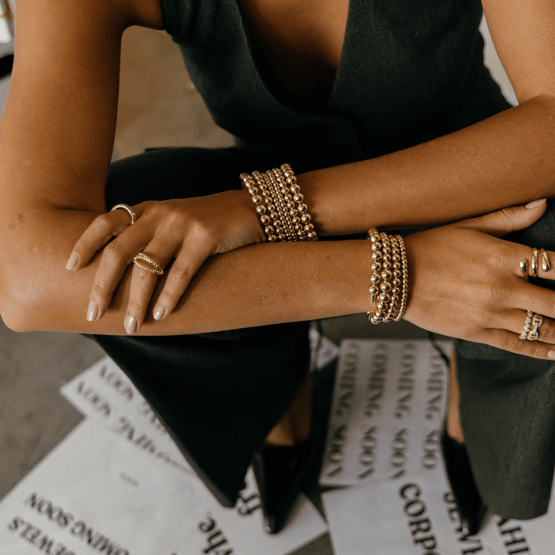 Allison Beaded Wrap Bracelet - 6 Row: Silver