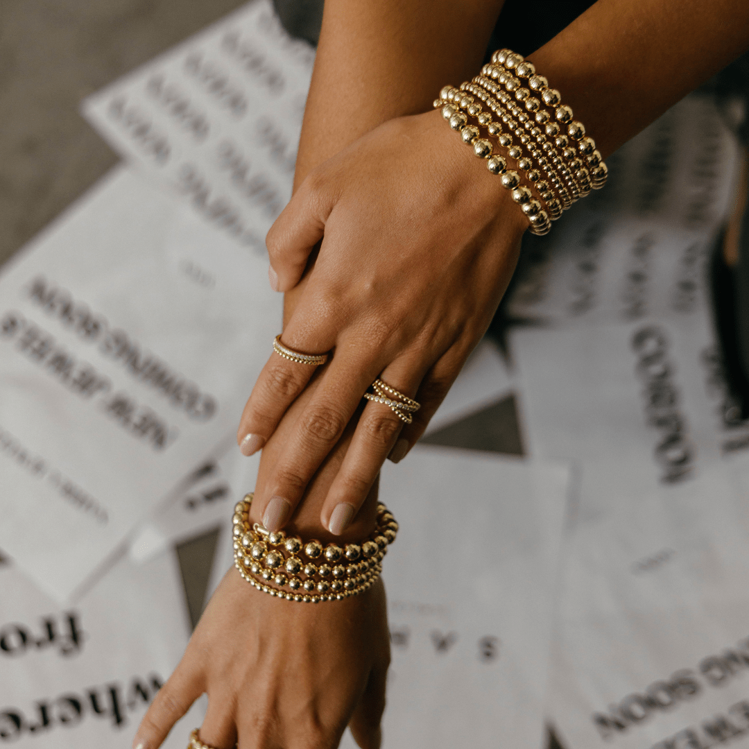 Allison Beaded Wrap Bracelet - 6 Row: Silver