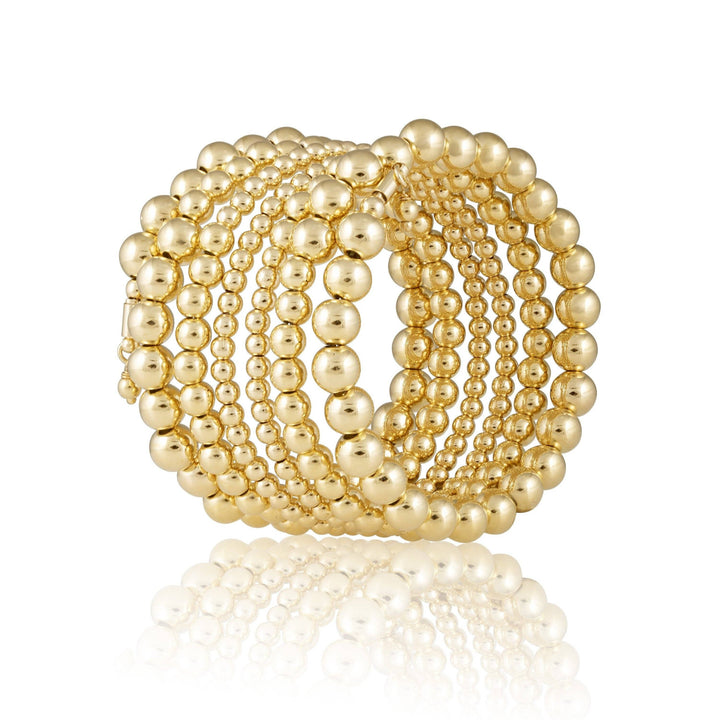 Allison Beaded Wrap Bracelet - 6 Row: Silver