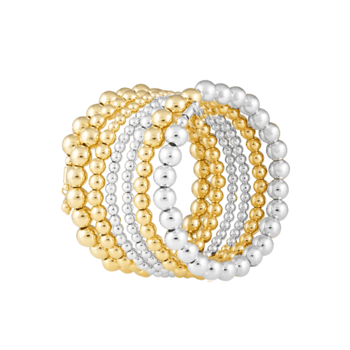 Allison Beaded Wrap Bracelet - 6 Row: Silver