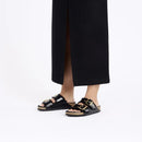 Arizona Shearling Black Patent W/ Gold MED/NAR