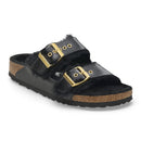 Arizona Shearling Black Patent W/ Gold MED/NAR