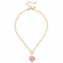 Audrey Heart Necklace: Pink Quartz