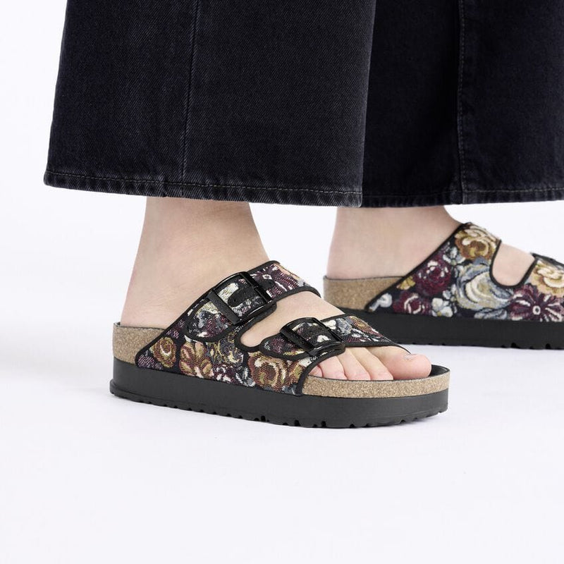 Birkenstock Arizona Flex Platform French Piping Brocade Black