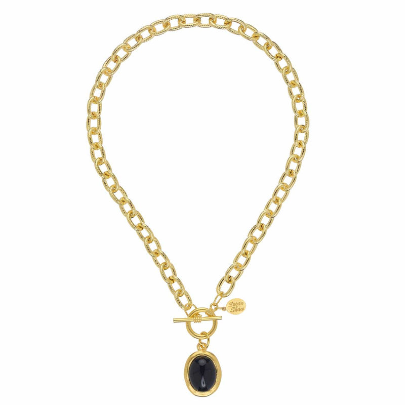Black Onyx Cabochon Toggle Necklace