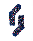 Bold Blue Floral Sheer Crew Sock: Size I: Fits US W5.5-10