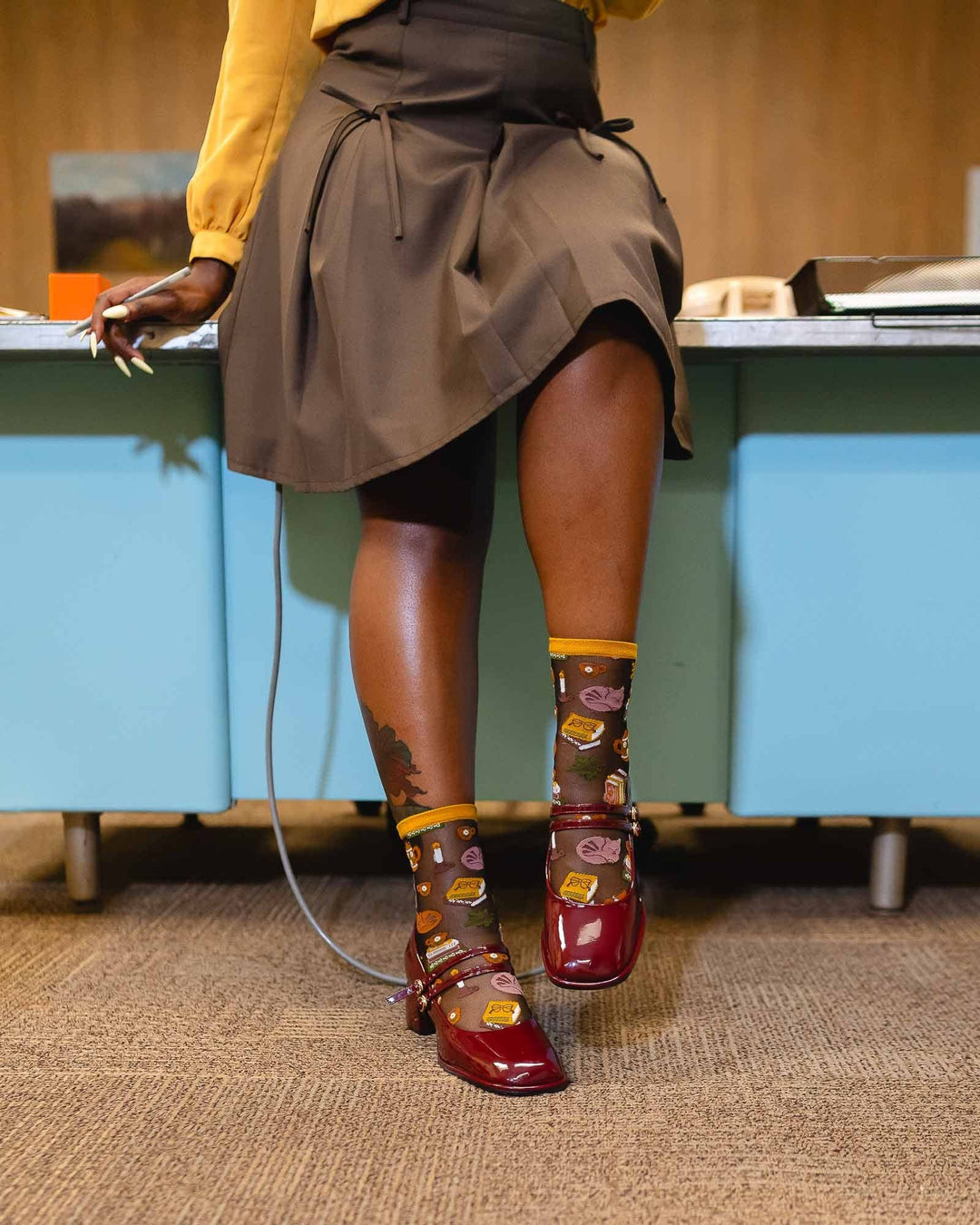 Book Lovers Black Sheer Crew by Sock Candy