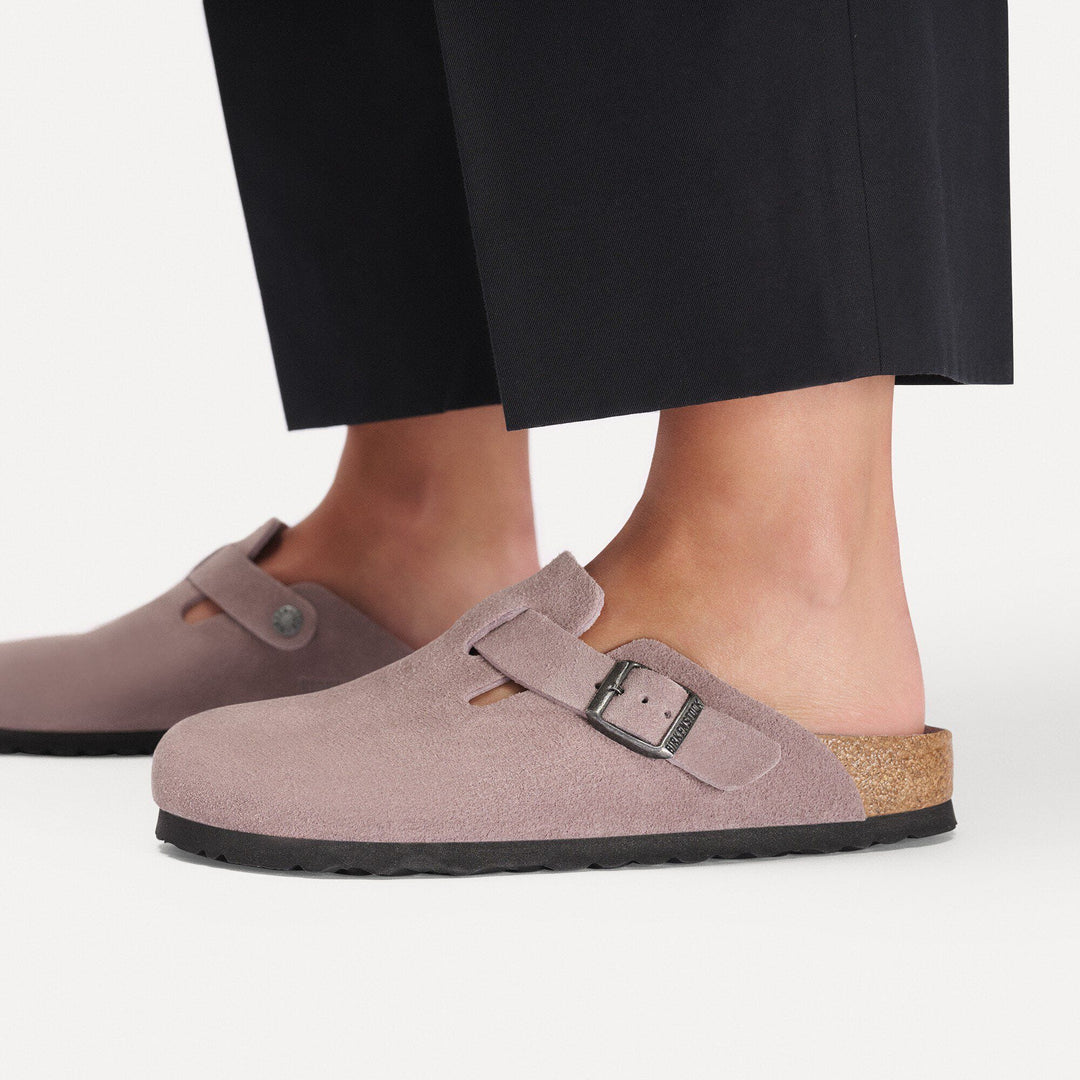Boston Soft Footbed by Birkenstock - Faded Purple Suede Nar/Med