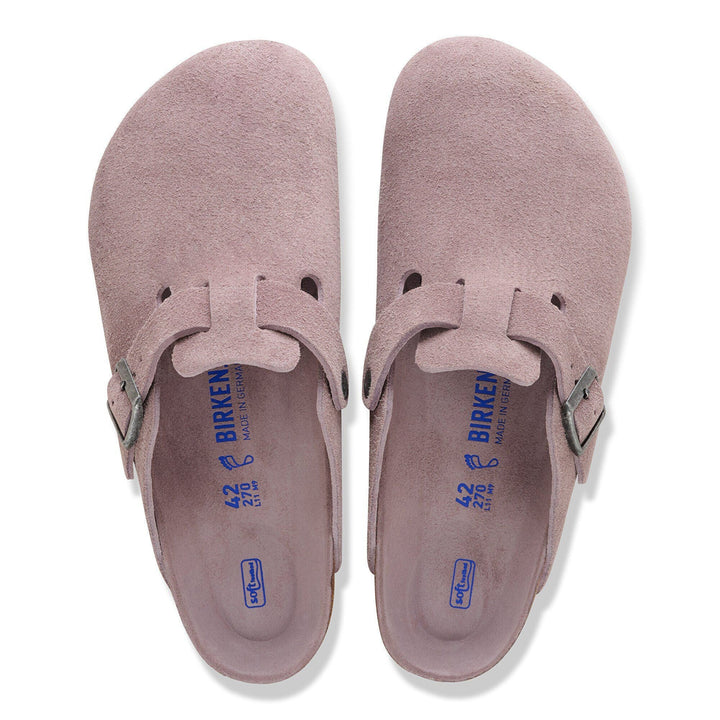 Boston Soft Footbed by Birkenstock - Faded Purple Suede Nar/Med