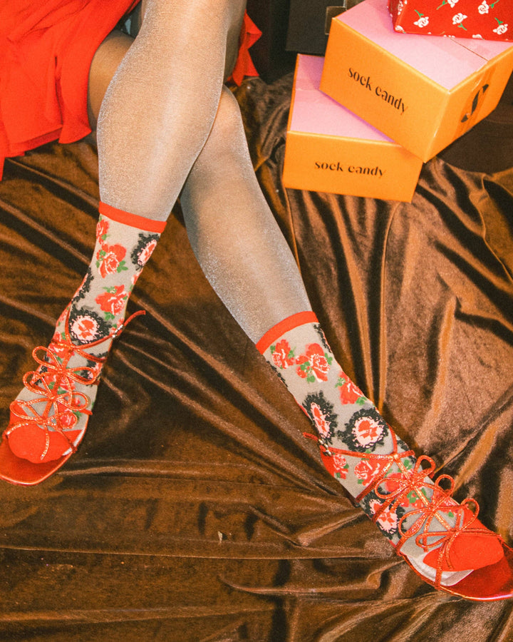 Cameo Rose Sheer Crew by Sock Candy