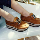Carine Platform Loafer Caramel Velour - Softwaves