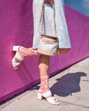 Cherry Blossom Sheer Crew Sock: Size I: Fits US W5.5-10