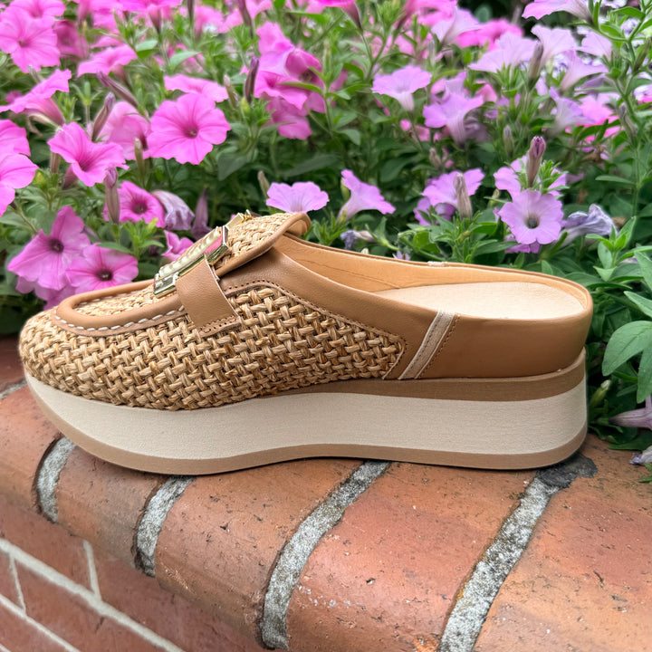 Clarita Rafia Mule by Softwaves - Noisette