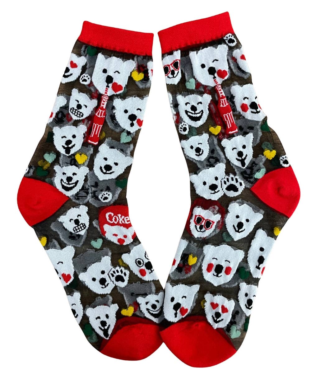 Cola-Cola Polar Pop Black Sheer Crew Sock - Holiday Sock