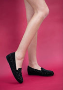 CORREZE Black Suede Rhinestones