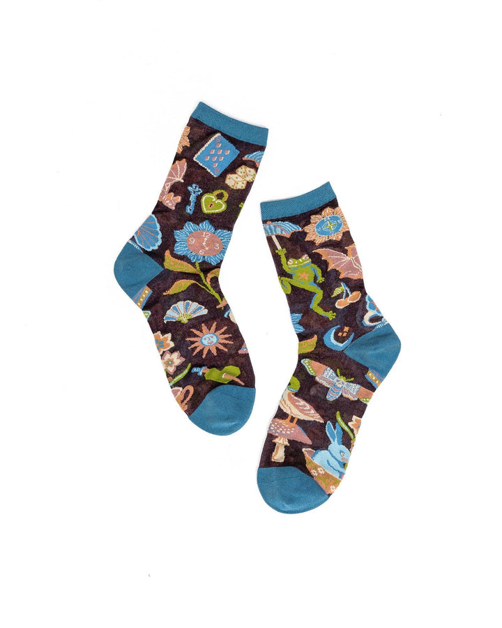 Dark Fairytale Shimmer Sheer Crew by Sock Candy