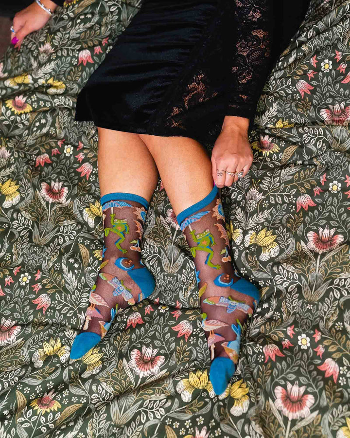 Dark Fairytale Shimmer Sheer Crew by Sock Candy