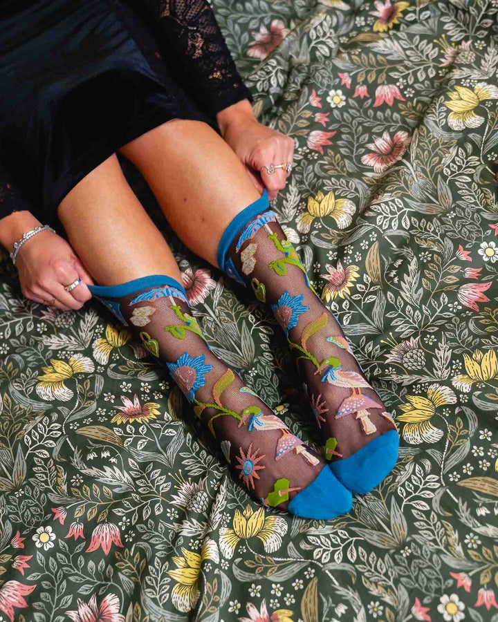 Dark Fairytale Shimmer Sheer Crew by Sock Candy