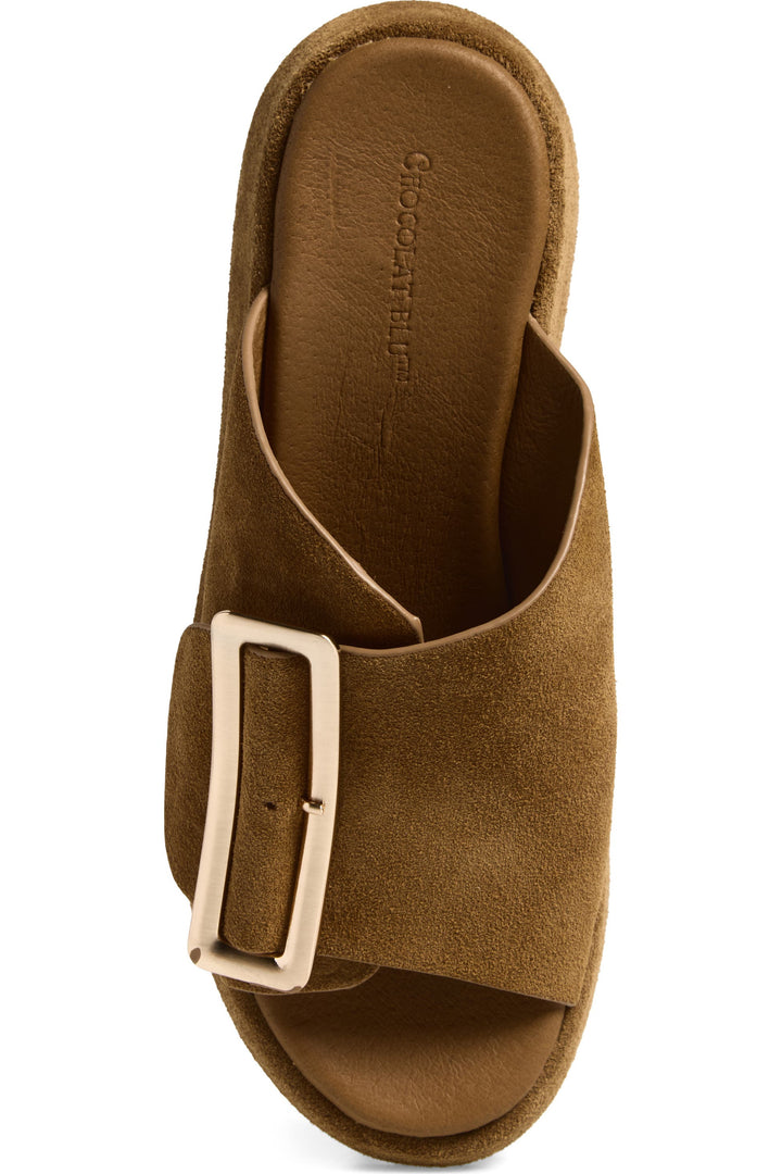 Elara Suede Wedge by Chocolat Blu - Camel