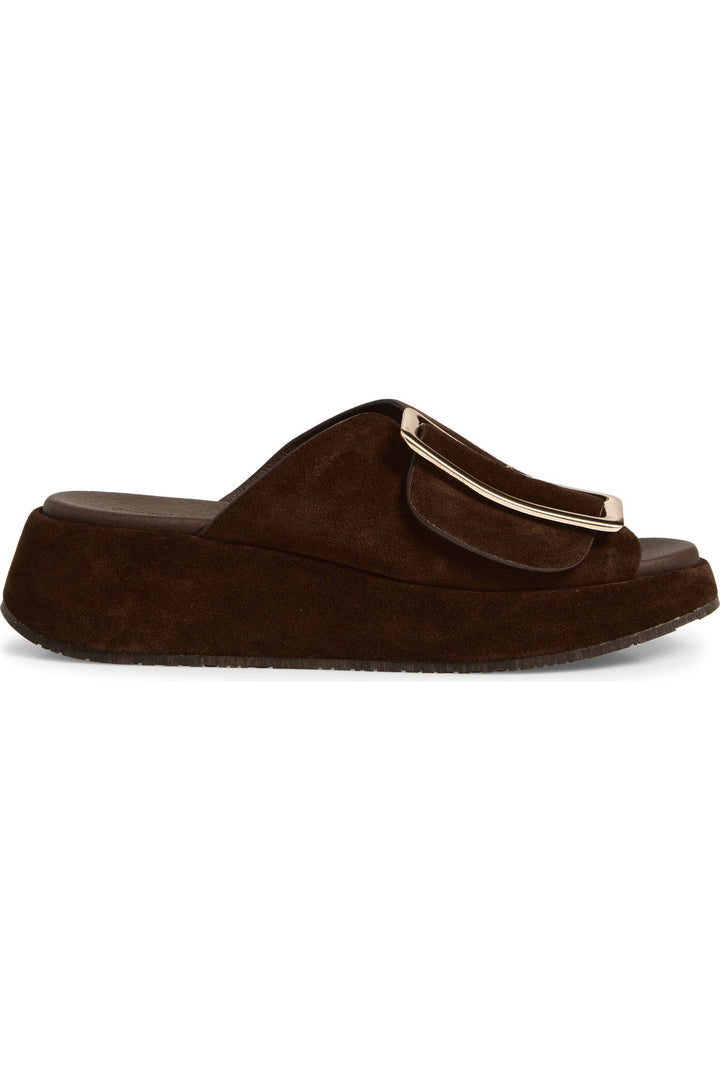 Elara Suede Wedge by Chocolat Blu - Chocolate