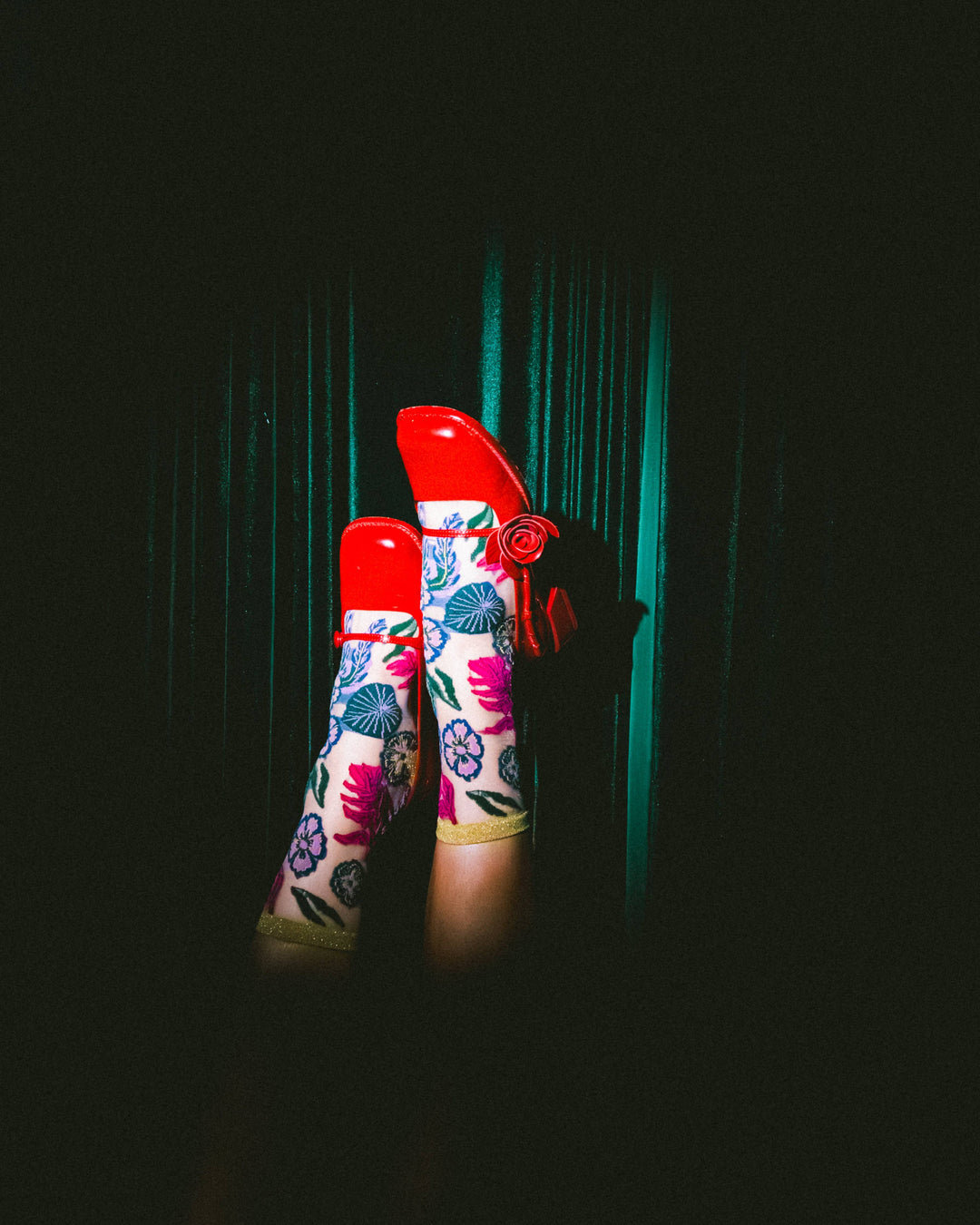 Festive Floral Sheer Crew Sock