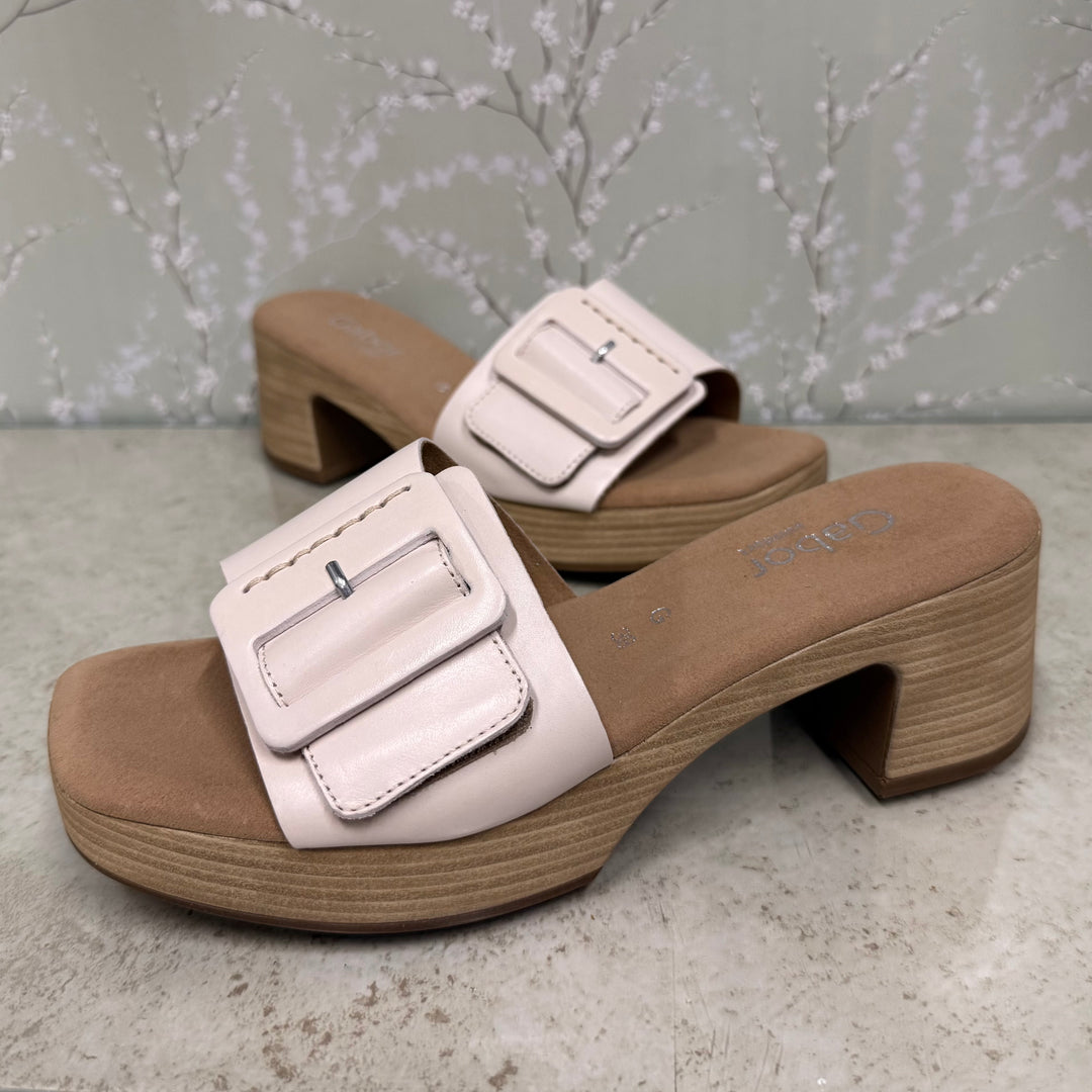 Gabor Buckle Heel White 53