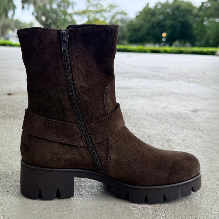 Gabor Circle Buckle Boot Brown Suede