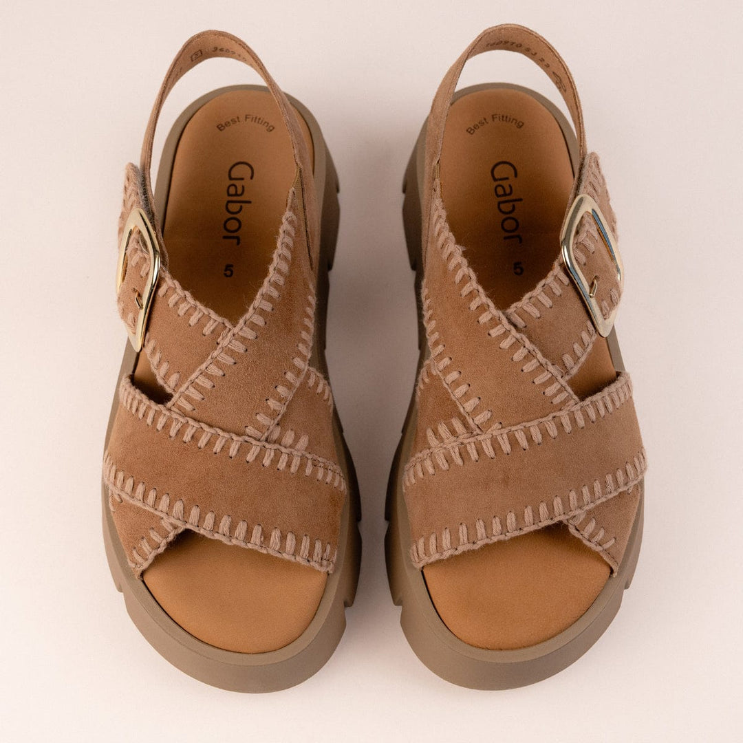Gabor Cross Strap Sandal - Walnut