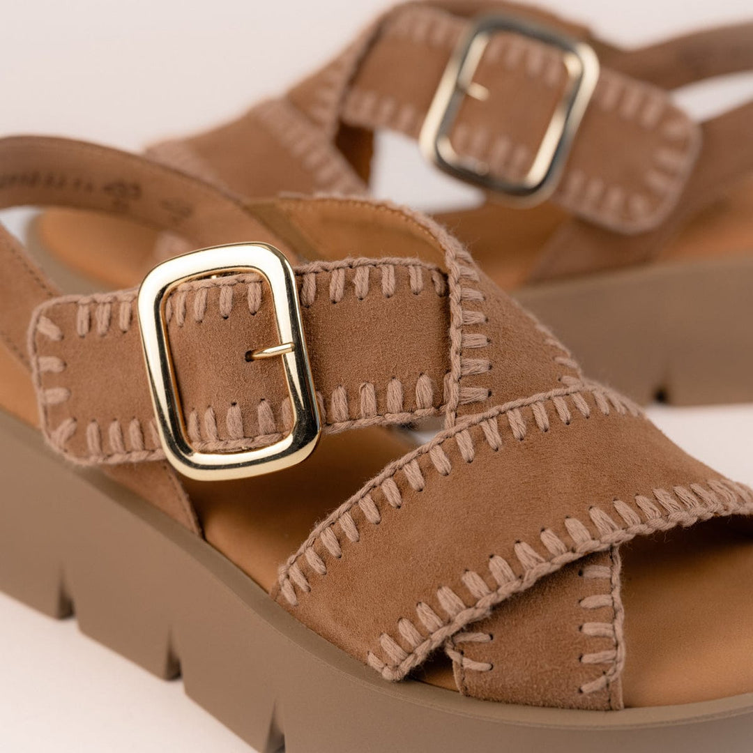 Gabor Cross Strap Sandal - Walnut