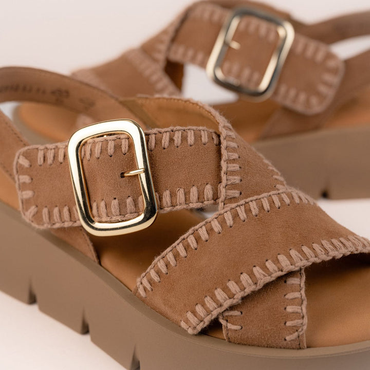 Gabor Cross Strap Sandal - Walnut