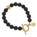 Genuine Onyx Gold Toggle Bracelet