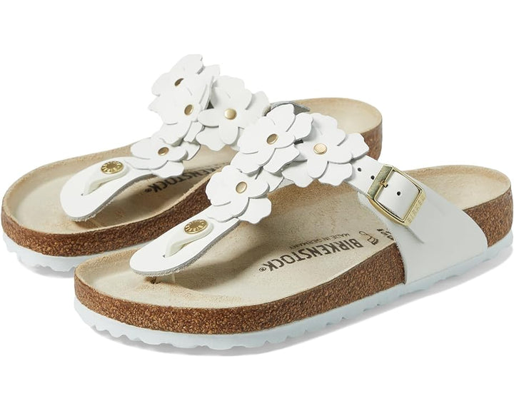 GIZEH FLOWERS WHITE LEATHER  FLOWERS WHITE