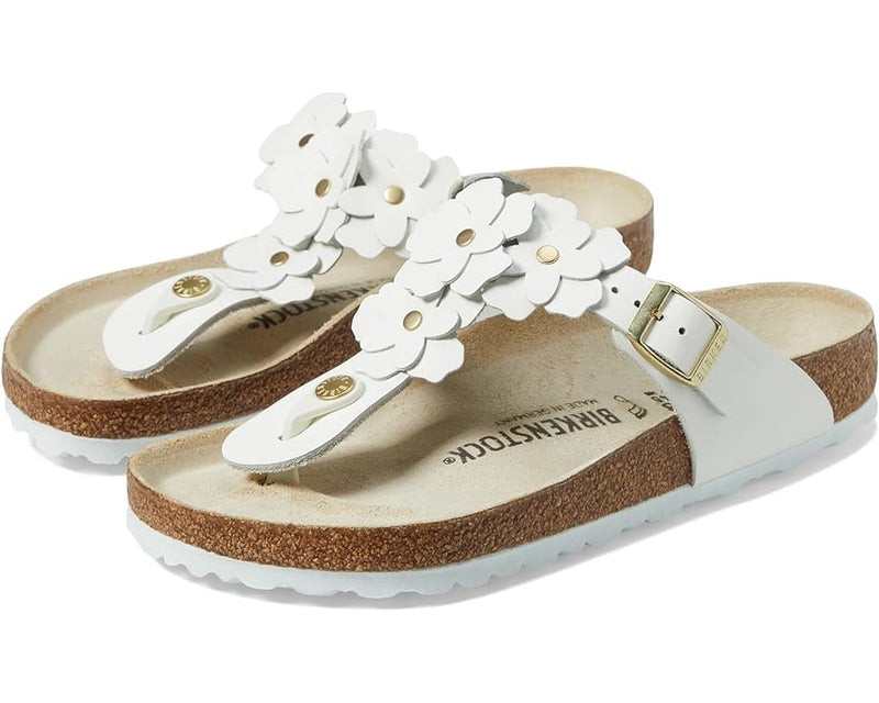 GIZEH FLOWERS WHITE LEATHER  FLOWERS WHITE