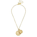 Gold Double Circle with Dots Chain Necklace