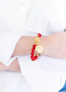 Gold Elephant on Red Coral Bracelet