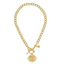 Gold Horse Bit Toggle with Equestrian Drop Charm