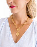 Handcast Gold Intaglio Coin Front Toggle Necklace