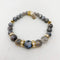 HAWKS EYE AND LEOPARD SKIN JASPER BRACELET: GOLD