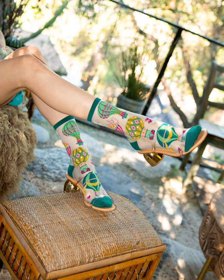 Hot Air Balloon Shimmer Sheer Crew by Sock Candy