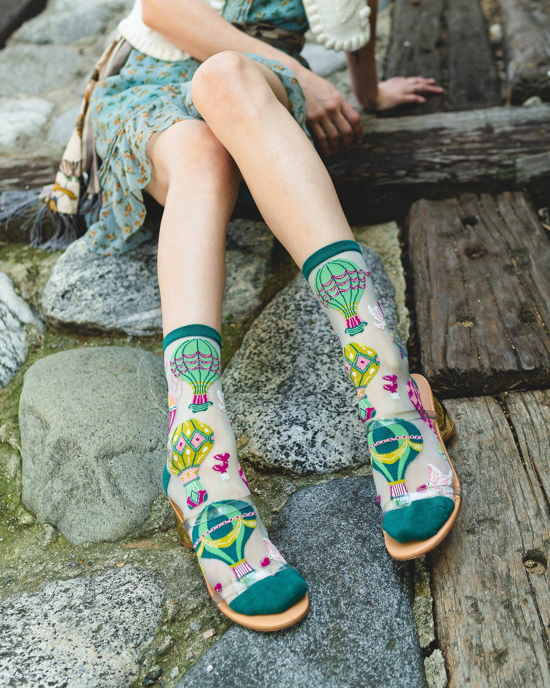 Hot Air Balloon Shimmer Sheer Crew by Sock Candy