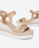 Italian Platform Wedge by Nero Giardini - Latte / Taupe Leather
