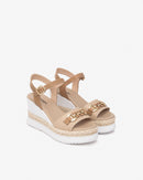 Italian Platform Wedge by Nero Giardini - Latte / Taupe Leather