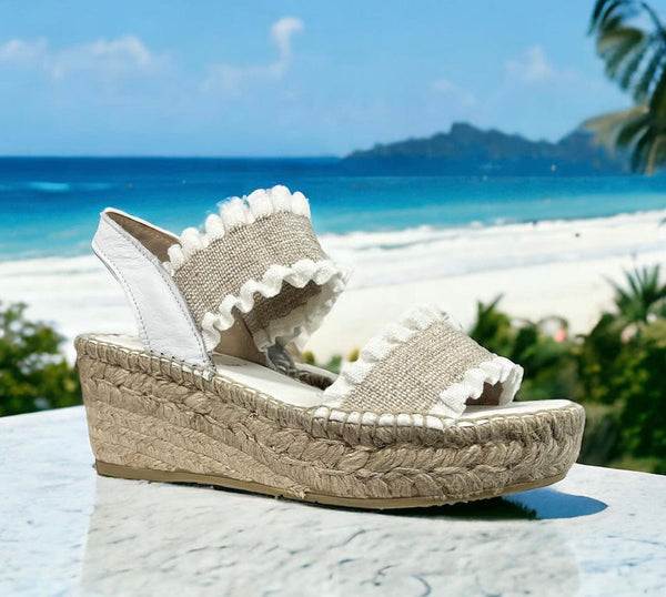 Juncal Aguirre Paris White Espadrille Wedge Back-Strap Sandal